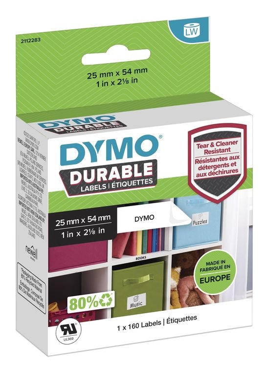 Dymo DYMO Original LabelWriter Hochleistungs-Etiketten | 25 mm x 54 mm | weißes Kunststoff-Etikett | Rolle mit 160 Etiketten | für LabelWriter-Beschriftungsgerät f&uuml;r 27,49 Euro