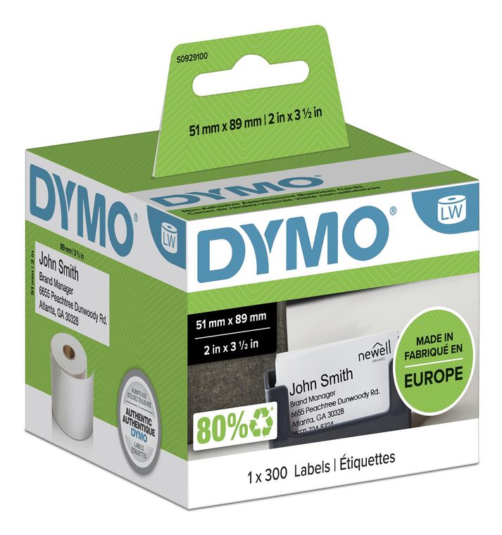 Dymo DYMO Original LabelWriter Namenschilder-Etiketten | 51 mm x 89 mm | Rolle mit 300 Etiketten | selbstklebend | für LabelWriter Etikettendrucker und Beschriftungsgerät f&uuml;r 21,49 Euro