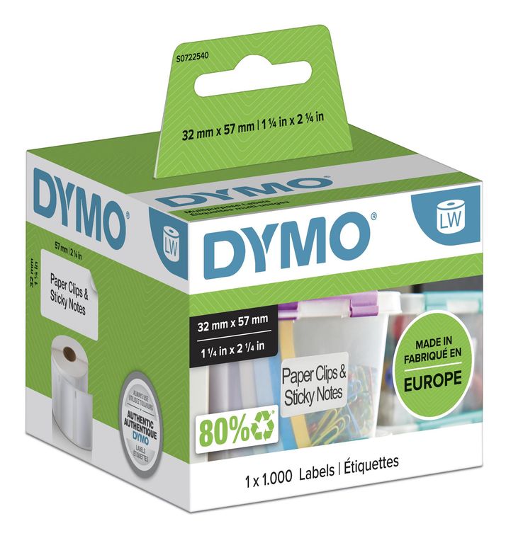Dymo DYMO Original LabelWriter Mehrzwecketiketten | 57 mm x 32 mm | Rolle mit 1.000 leicht ablösbaren Etiketten | selbstklebend | für LabelWriter Etikettendrucker und Beschriftungsgerät f&uuml;r 30,49 Euro