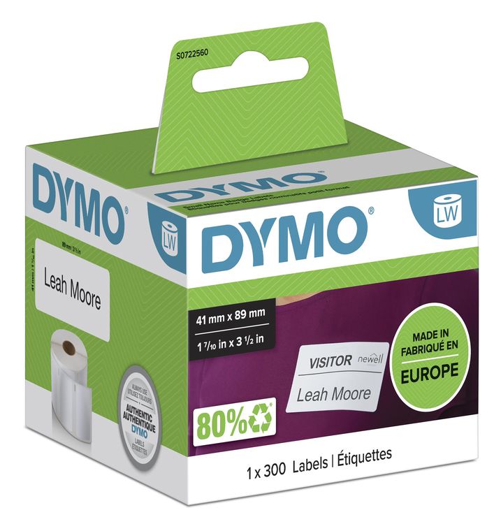 Dymo DYMO Original LabelWriter Etiketten für kleine Namensschilder | 41 mm x 89 mm | Rolle mit 300 leicht ablösbaren Etiketten | selbstklebend | für LabelWriter Etikettendrucker und Beschriftungsgerät f&uuml;r 24,99 Euro