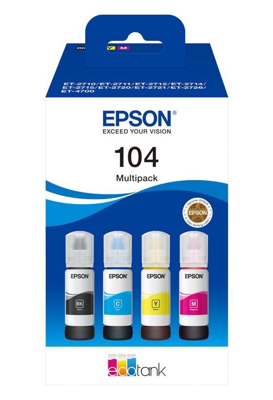 Epson 104 C13T00P640 originale Druckerpatronen Schwarz, Cyan, Magenta, Gelb 65 ml f&uuml;r 39,99 Euro