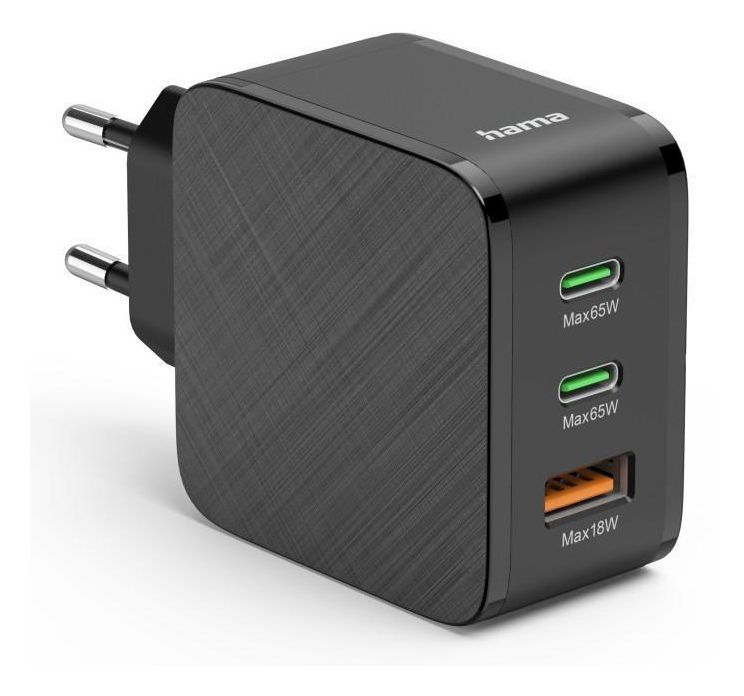 Hama 00201965 Schnellladegerät max. 65W 2xUSB-C 1xUSB-A f&uuml;r 24,99 Euro