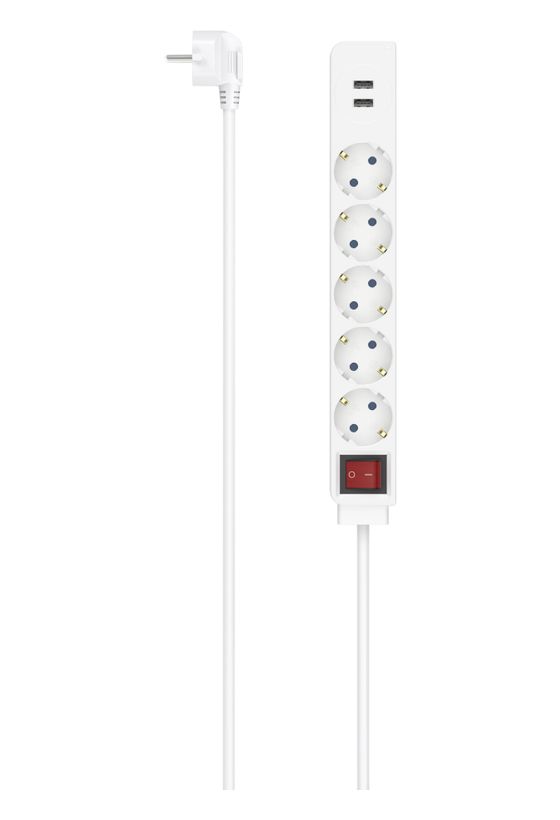 Hama 223183 Steckdosenleiste USB-A 17 W Schalter 5-fach 1,4 m  (Weiß) f&uuml;r 21,99 Euro