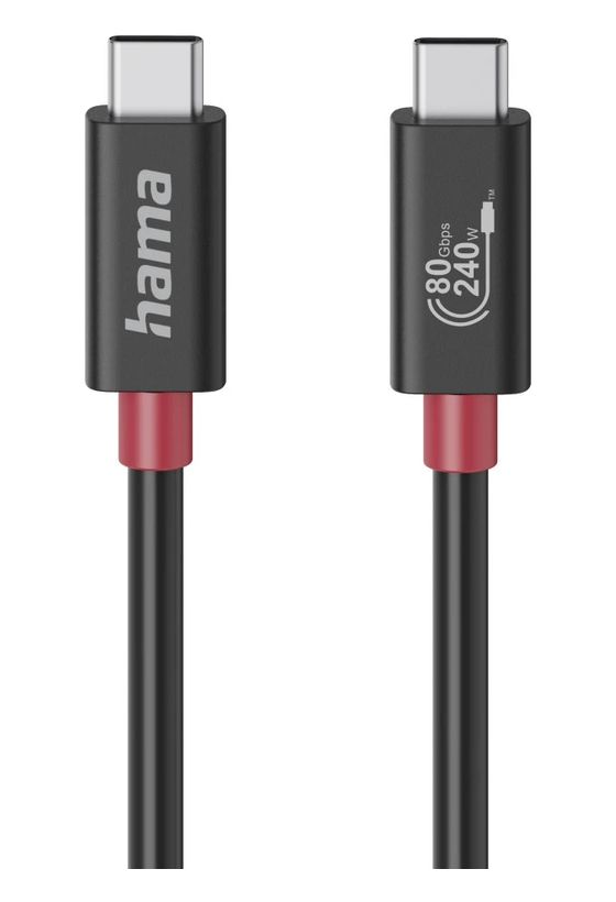 Hama 200799 80000 Gbit/s Stecker Rundkabel USB C auf USB C bis 240 W 1 m  (Schwarz) f&uuml;r 27,49 Euro