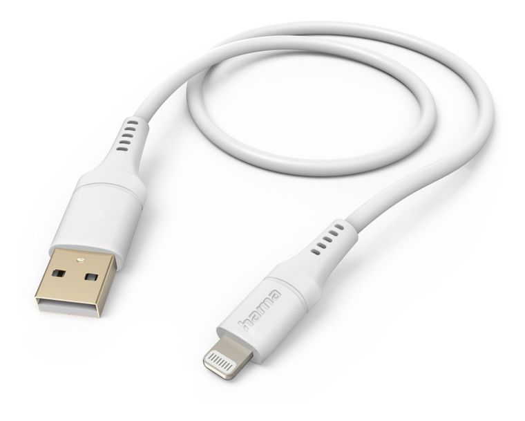 Hama 201568 Flexible Stecker Lightning auf USB A 1,5 m  (Weiß) f&uuml;r 24,99 Euro
