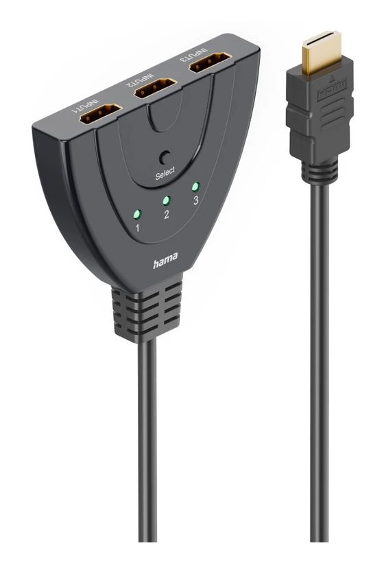 Hama 205101 Stecker Gerade HDMI auf 3 x HDMI Type A (Standard) Buchse 0,55 m  (Schwarz) f&uuml;r 24,99 Euro