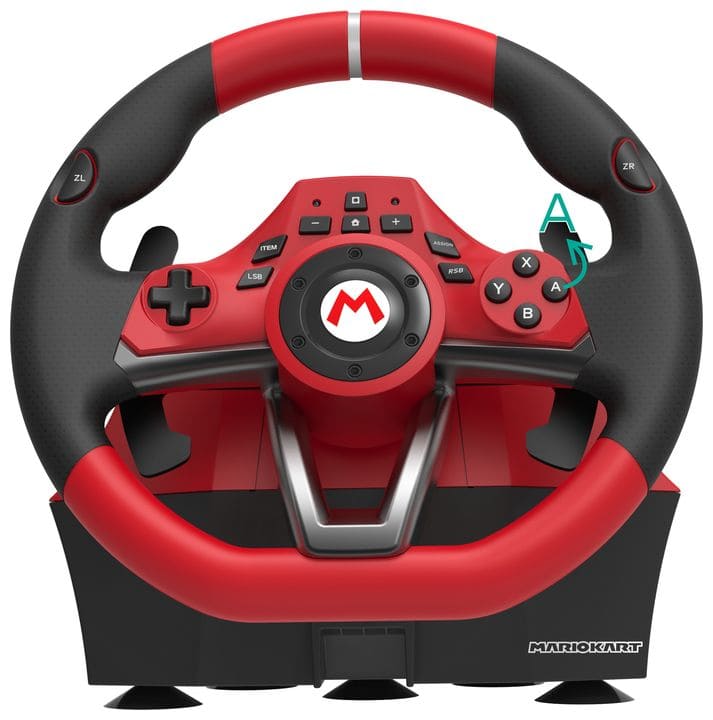 Hori Mario Kart Racing Wheel Pro Deluxe Analog Lenkrad + Pedale Nintendo Switch Kabelgebunden (Schwarz, Rot) für 109,99 Euro