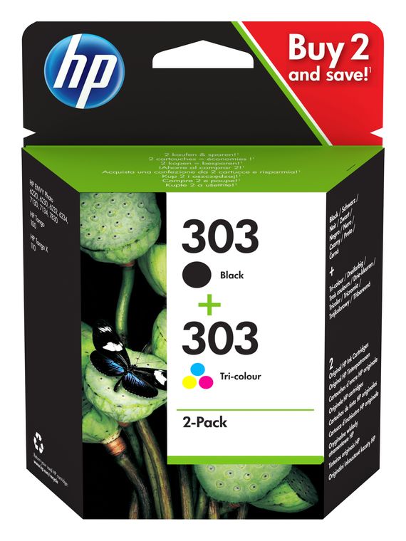 HP Nr.303 originale Druckerpatronen Schwarz, Cyan, Magenta, Gelb 4 ml 200 Seiten für 44,99 Euro