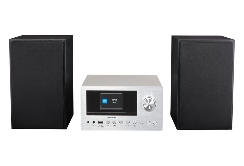 Medion Life P85003 Heim-Audio-Mikrosystem AM, DAB+, FM, UKW 30 W Bluetooth  (Schwarz, Silber) f&uuml;r 128,99 Euro