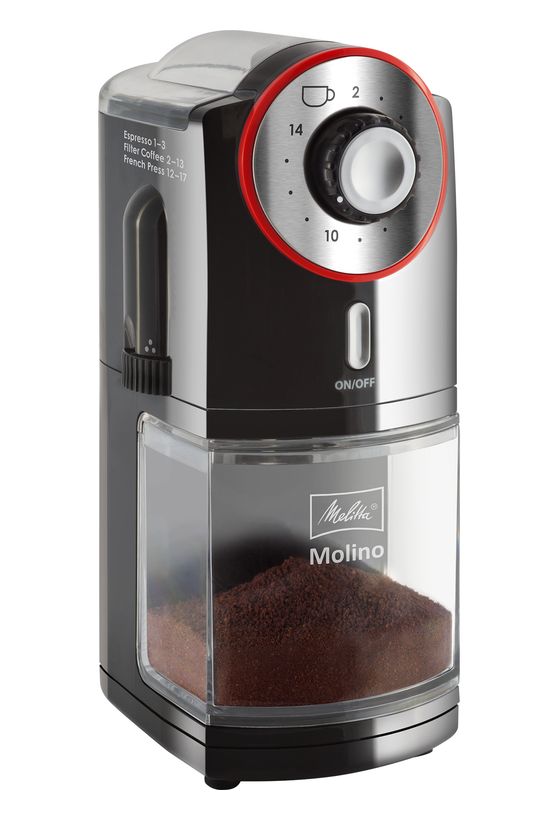 Melitta 1019-01 Molino Kaffeemühle für 200 g 100 W (Schwarz, Rot, Edelstahl) f&uuml;r 69,99 Euro