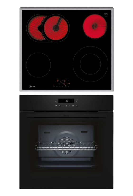 Neff BTX46PB0 (B2CCJ7AK3 + T16SBN1L0) Herdset groß AutoClean EasyClean mit 60 cm Glaskeramik Kochfeld f&uuml;r 671,00 Euro