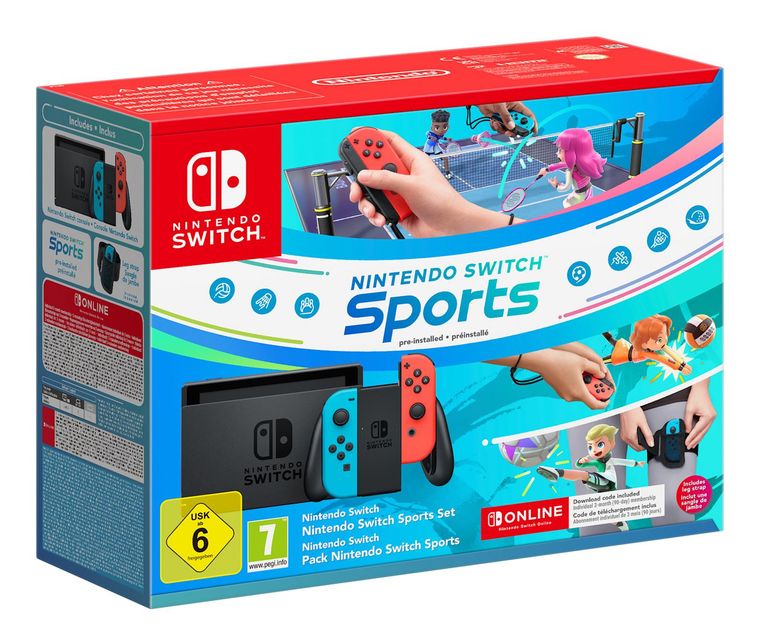 Nintendo Switch neon-rot/neon-blau Sports Set + 12 Monate Online (365-tägige) Einzelmitgliedschaft für 289,00 Euro