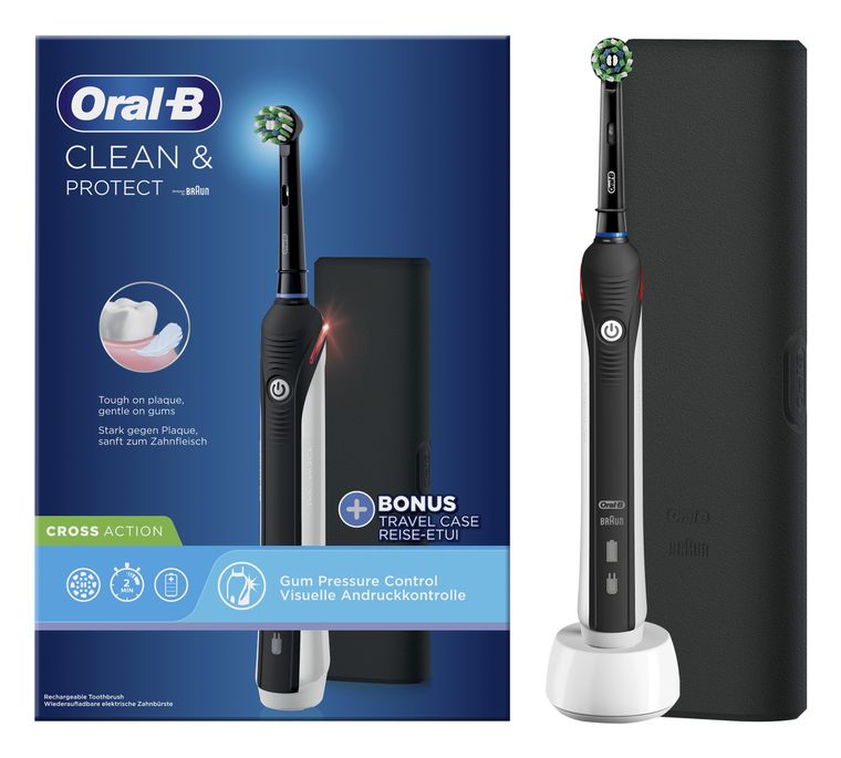 Oral-B Clean & Protect CrossAction Set Rotierende Zahnbürste für Erwachsene  (Schwarz) f&uuml;r 49,99 Euro