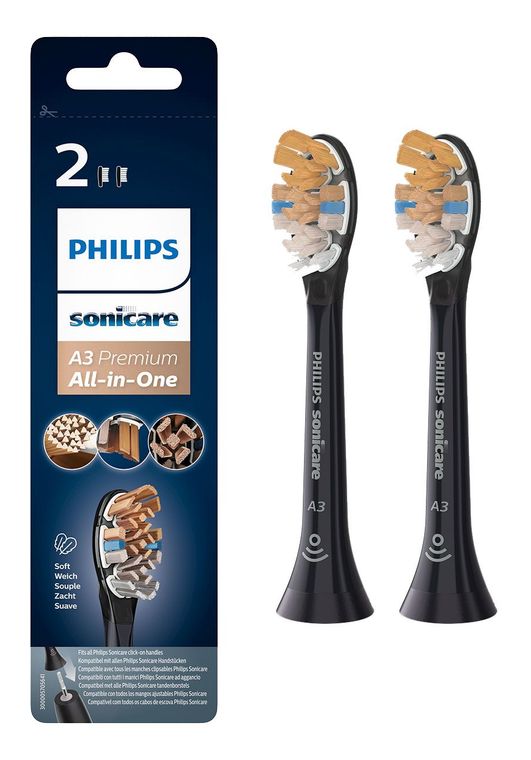 Philips A3 Premium All-in-One HX9092/11 2x Schwarze Bürstenköpfe für Schallzahnbürste für 29,99 Euro