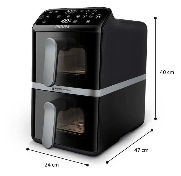 Philips Series 4000 NA461/00 Doppel Heißluftfritteuse 10 l 2750 W  (Schwarz, Silber) f&uuml;r 182,99 Euro