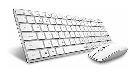 Rapoo 9300M Universal Tastatur RF Wireless + Bluetooth 2.4 GHz (Weiß) für 31,99 Euro