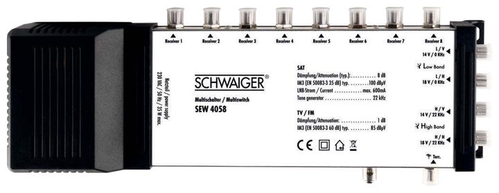 Schwaiger SEW4058 531 SAT-Multischalter 8 Ausgänge 5 Eingänge für 136,79 Euro