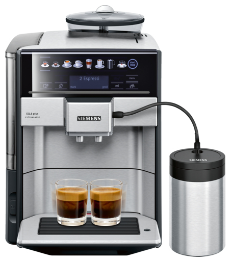 Siemens EQ.6 TE657F03DE plus extraKlasse Kaffeevollautomat 1,7 l 300 g AutoClean (Schwarz, Edelstahl) für 729,99 Euro