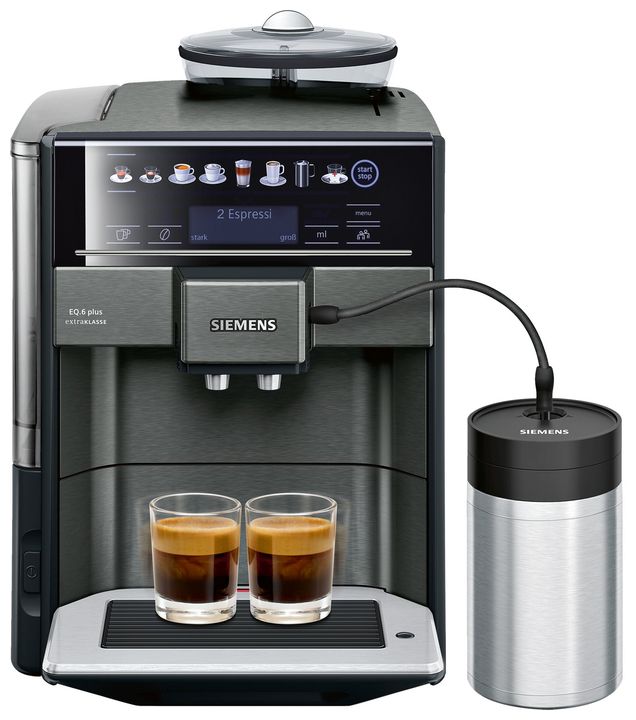 Siemens EQ6 TE657F09DE plus extraKlasse Kaffeevollautomat 19 bar 1,7 l 300 g AutoClean (Dark inox) für 769,99 Euro