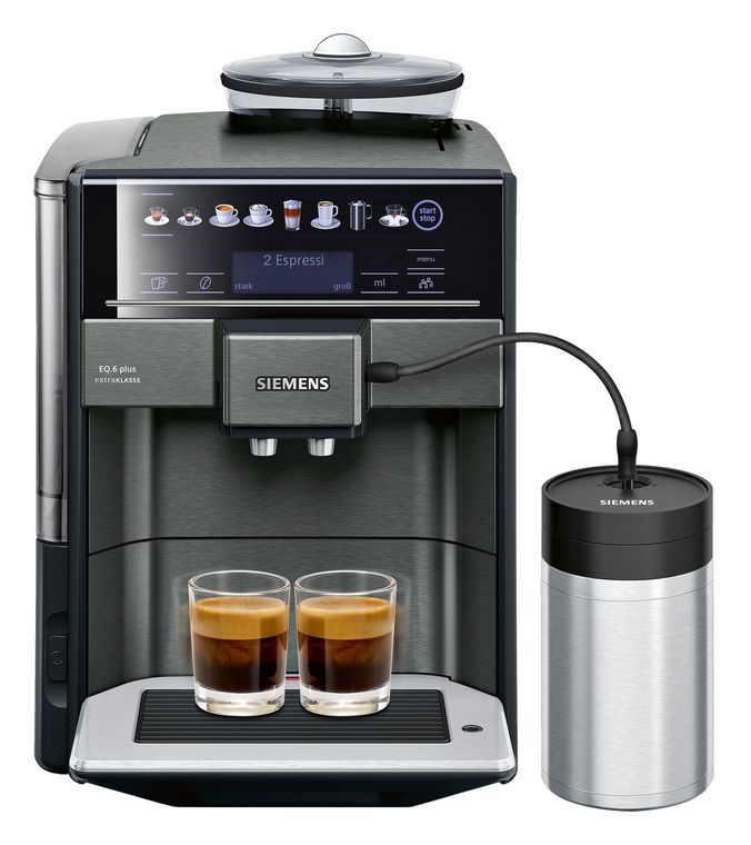Siemens EQ6 TE657F09DE plus extraKlasse Kaffeevollautomat 19 bar 1,7 l 300 g AutoClean (Dark inox) für 729,99 Euro