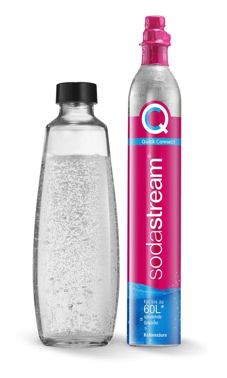 SodaStream Quick Connect Reservezylinder + 1 Glasflasche Glas Karbonisiererflasche für 39,99 Euro
