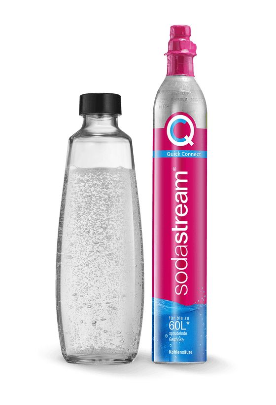 SodaStream Quick Connect Reservezylinder + 1 Glasflasche Glas Karbonisiererflasche f&uuml;r 39,99 Euro