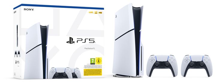 Sony Playstation 5 Slim + 2 Controller 1,02 TB Schwarz, Weiß für 599,99 Euro
