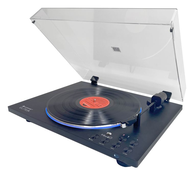 Soundmaster PL860SW Audio-Plattenspieler mit Riemenantrieb (Schwarz, Transparent) f&uuml;r 181,89 Euro