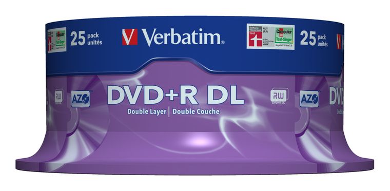 Verbatim DVD+R Double Layer 8x Matt Silver 25pk Spindle für 46,99 Euro