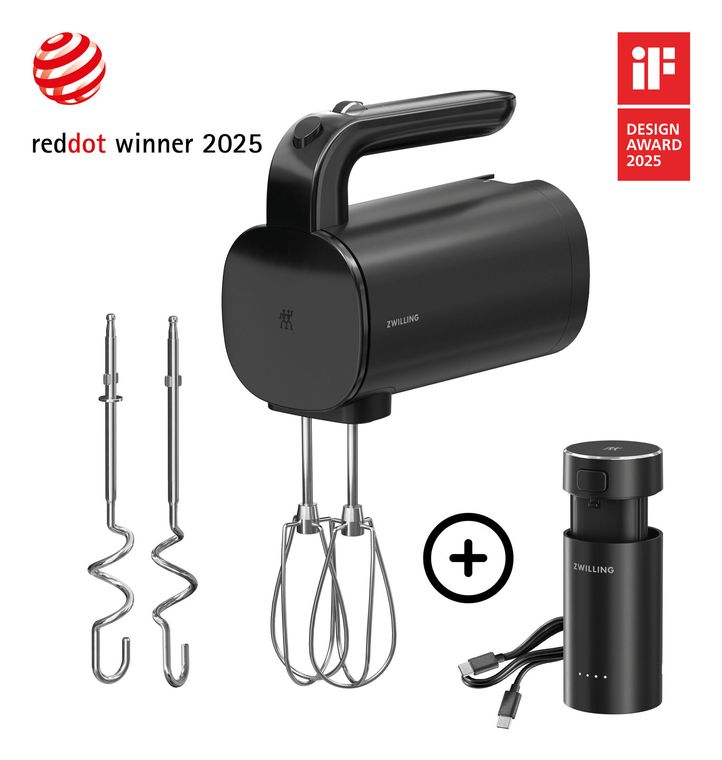 ZWILLING Xtend Kabelloses Handrührgerät Starter Set Handmixer 250 W 3 Stufen  (Schwarz) f&uuml;r 71,49 Euro