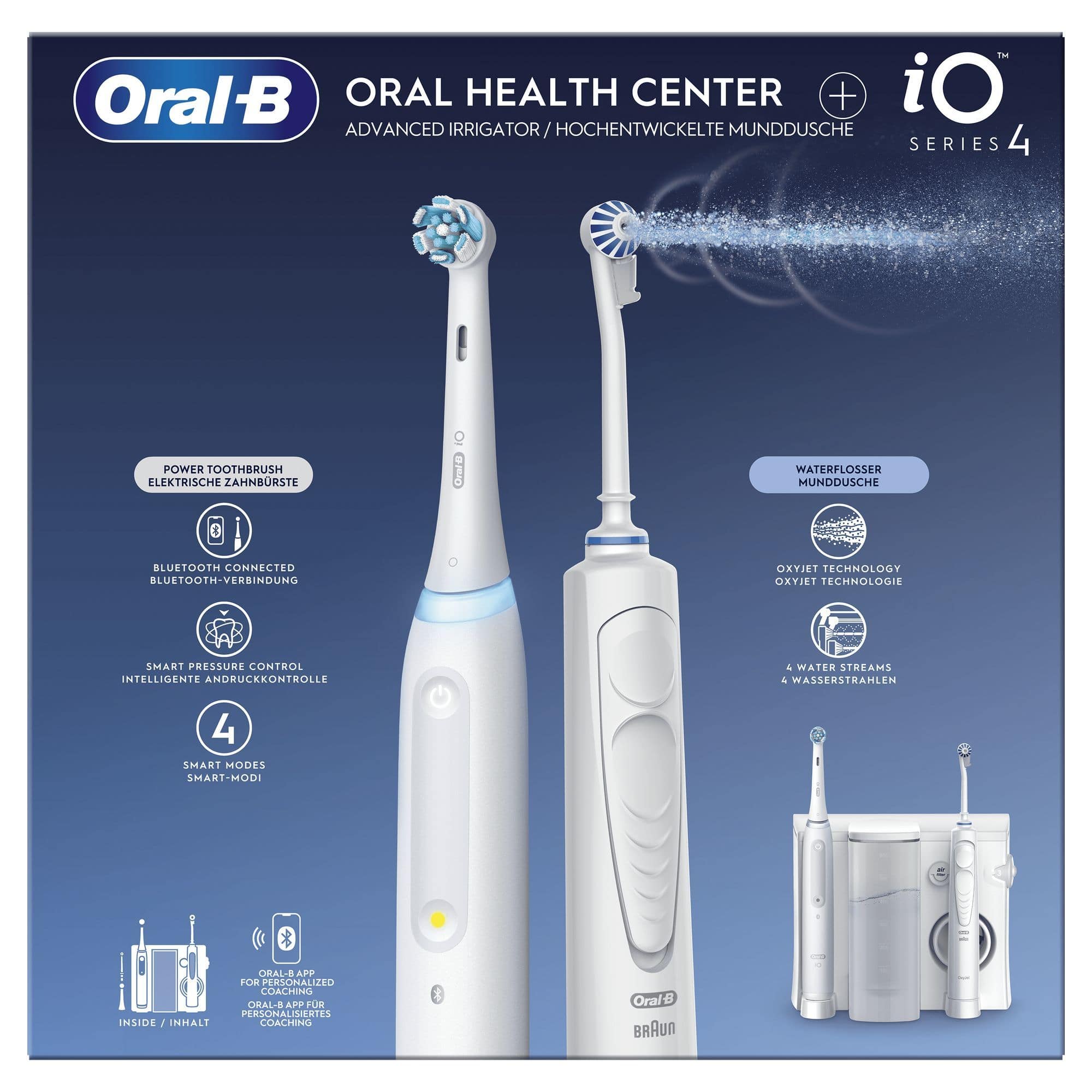 Center OxyJet + iO4 Rotierende-vibrierende Zahnbürste für Erwachsene