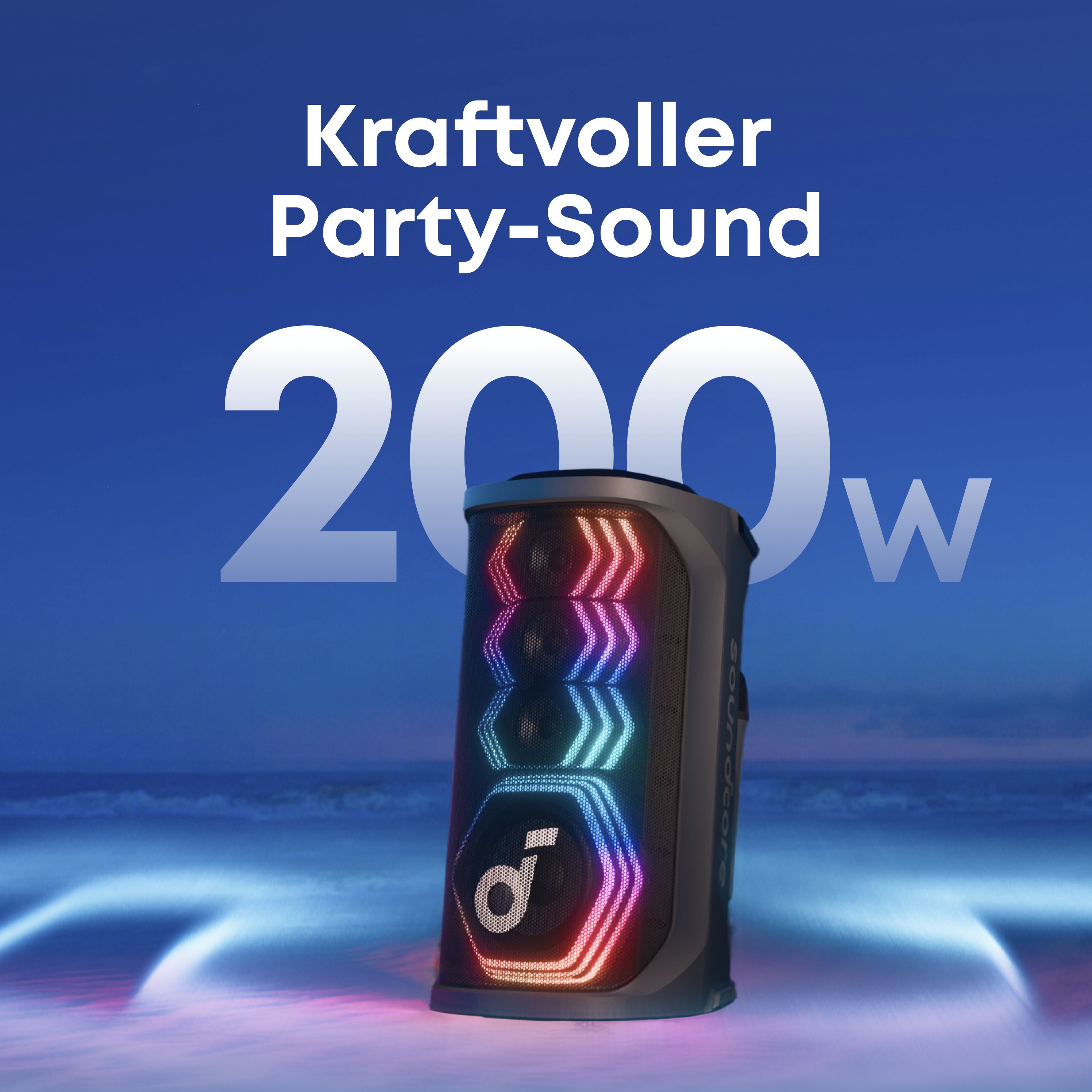 Soundcore Rave 3S 200 W Bluetooth Lautsprecher IPX4 Laufzeit bis